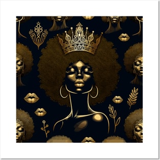 Afrocentric Queen Gold Posters and Art